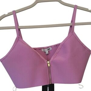 Fashion Nova Lavender Zip Front Crop Top – XL – Spaghetti Strap Bustier Style